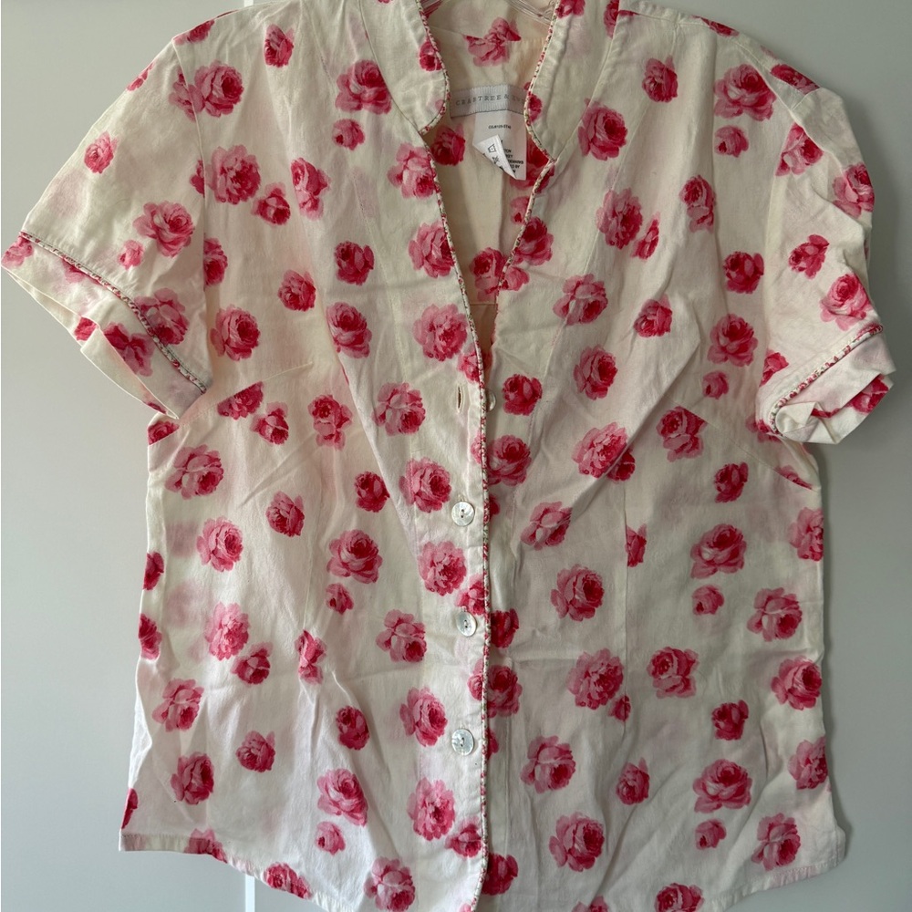 Cottagecore White Floral Top Sz M Lightweight Feminine Coquette